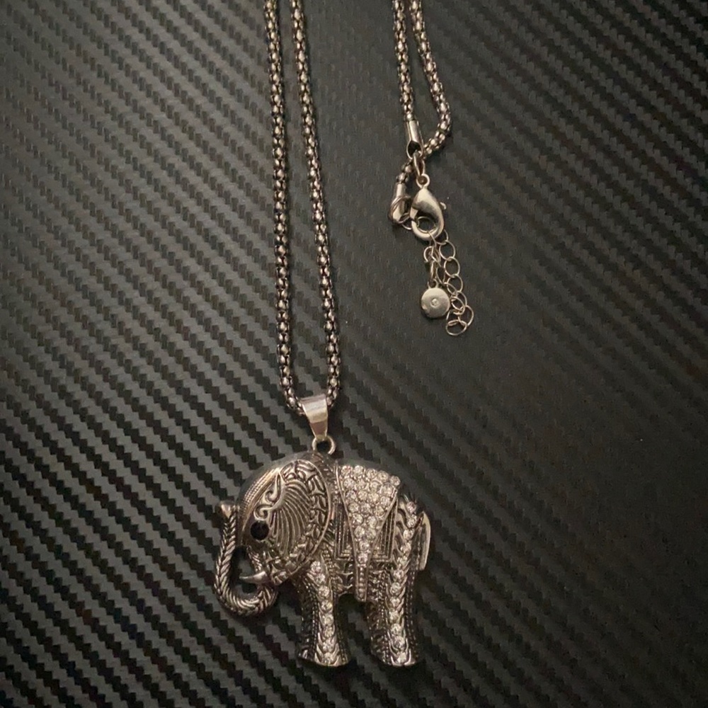 Long Elephant Statement Necklace